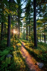 Obraz premium Sunlit forest path