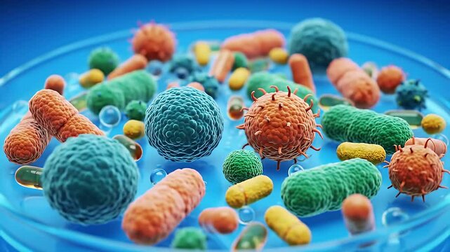 Vibrant Blue Microorganism in Petri Dish Close Up View in Microbiology Science and Medical Analysis with Detailed