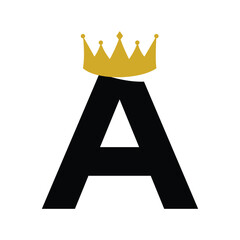 initial logo template letter A with crown
