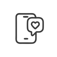 Social media icon smartphone displays a heartshaped notification signifying online popularity. Perfect for social media marketing visuals and digital communication concepts.