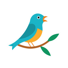 Obraz premium Flat color style and minimalist of a bird chirping Vector illustration