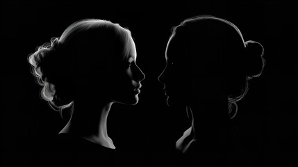 Silhouettes of a couple in darkness