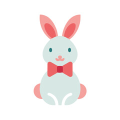 Obraz premium Flat color style and minimalist of a bunny with bow Vector illustration