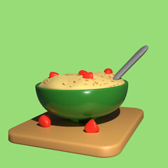 Oatmeal 3D Icon Illustration
