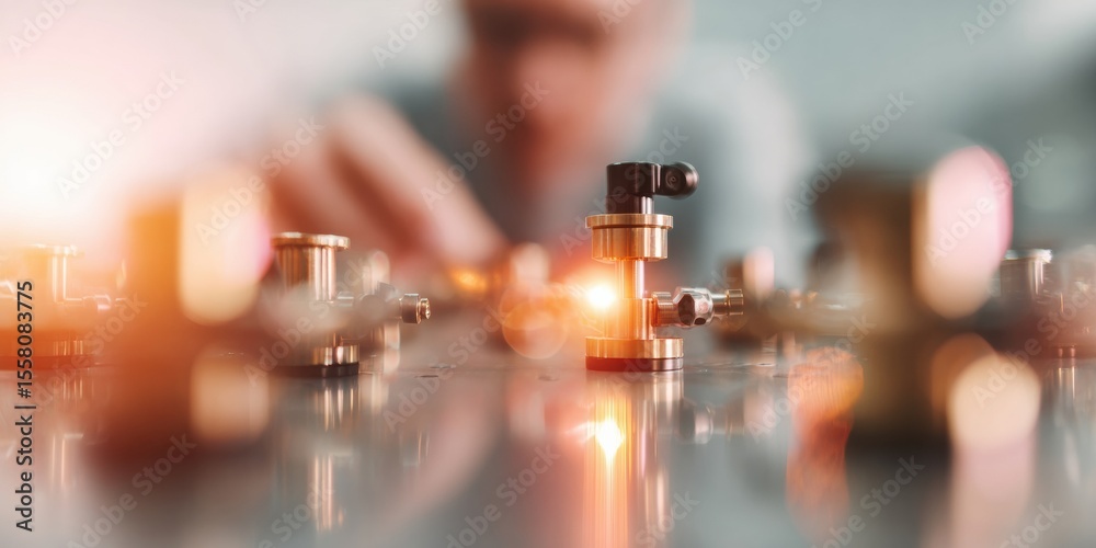 Poster female quantum radar engineer calibrating advanced quantum illumination device in high-tech defense 