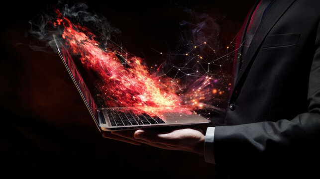 A businessman once held a virtual network in his hand--a concept of digital technology and global connectivity through data connections