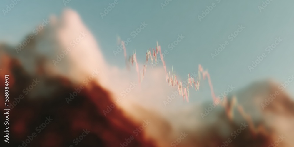 Poster Digital Stock Market Graph Showing Volatile Trading Trends and Financial Data Streams for Business Analysis and Investment Decision Making