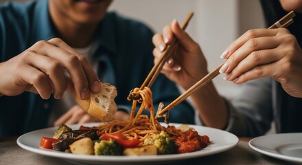 Spaghetti with Chopsticks and Bread: A Fusion of Cultures and Culinary Delights
