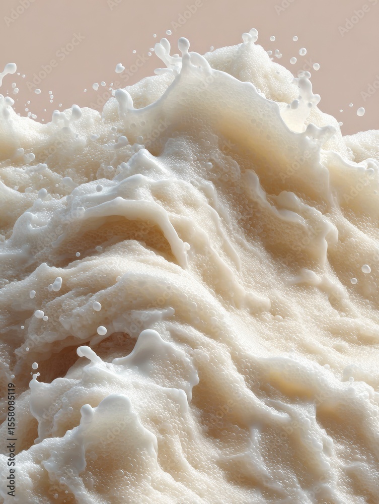Poster dynamic saltwater foam splash close-up with suspended droplets symbolizing resilience and natural fo
