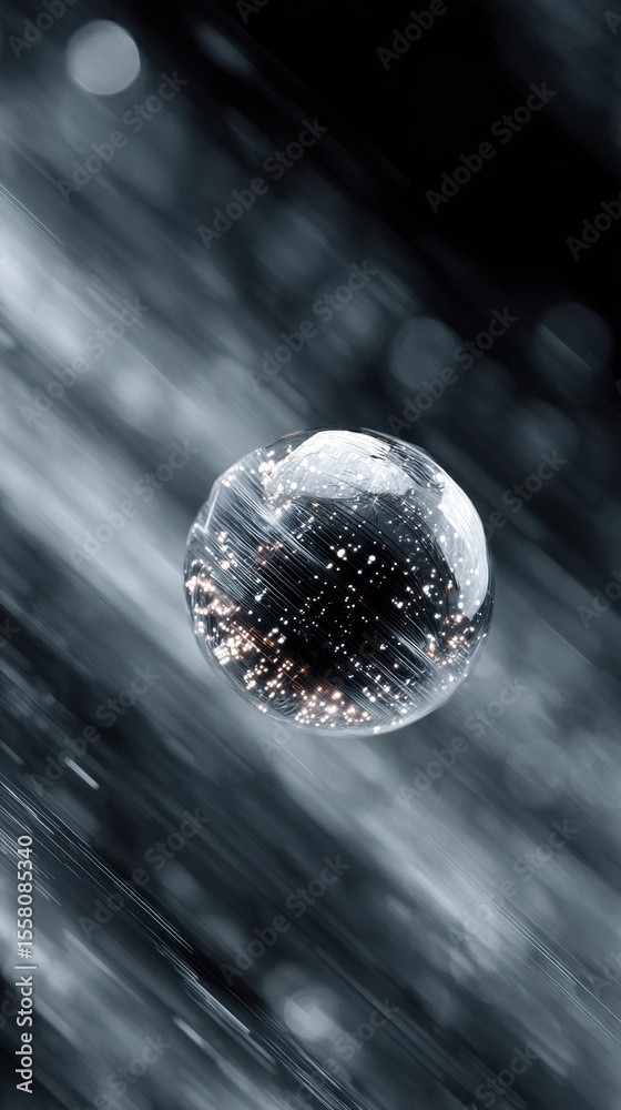 Aufkleber Futuristic Qubit Processor Sphere with Floating Core Particle in Advanced Lab Setting Symbolizing Quantum Data Security and Digital Innovation