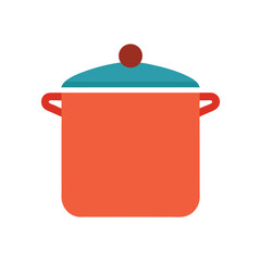 Cooking pot in flat color style minimalist design for kitchen elements Vector illustration
