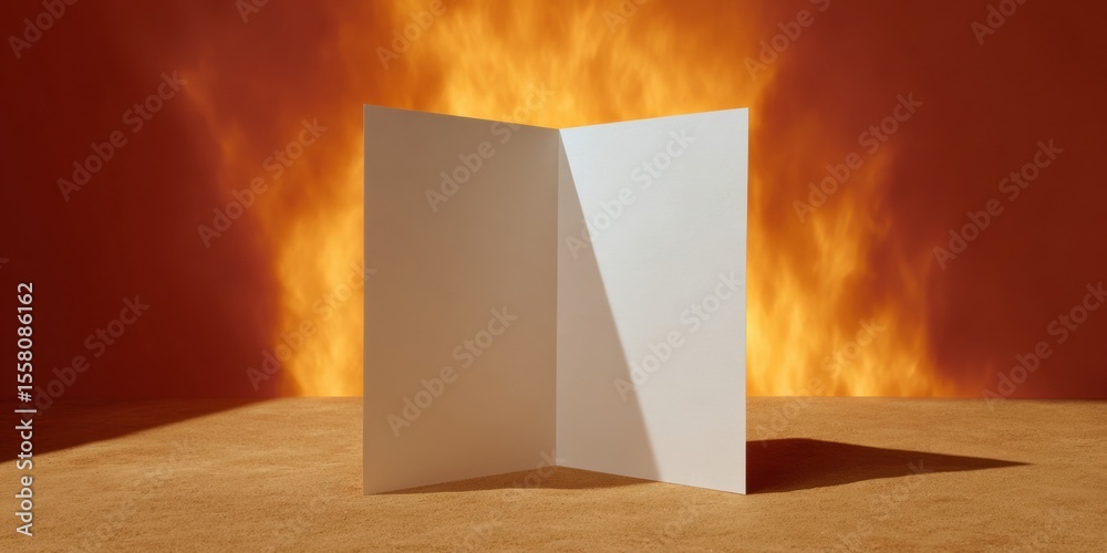 Aufkleber Minimalist Blank White Chart Booklet Mockup with Folded Creases on Textured Surface for Clean Business Presentation and Clear Project Planning