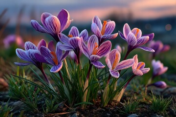 Fototapeta premium Spring crocuses in soft light