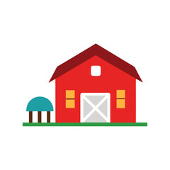 Minimalist farmhouse barn in flat color perfect for countryside themes Vector illustration