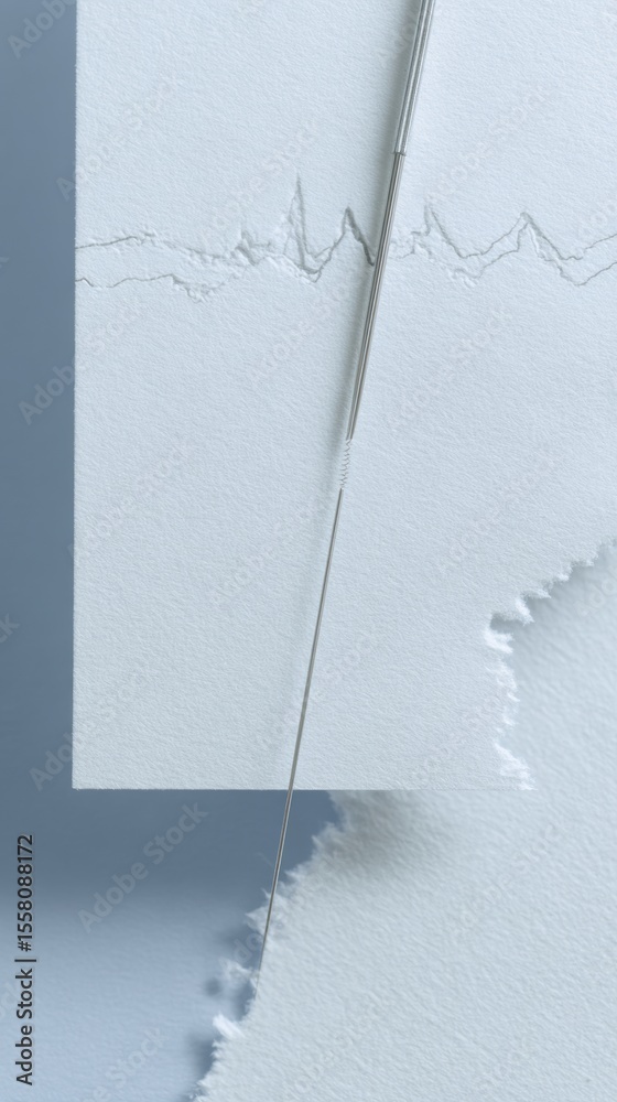Poster close-up earthquake seismograph needle drawing tremor lines on paper for scientific analysis and sei