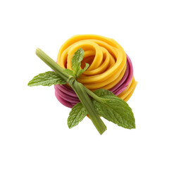 Colorful Pasta Nest with Fresh Mint Garnish