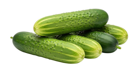 Pile of fresh green cucumbers isolated PNG with Transparent Background