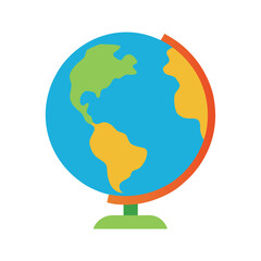 Flat style globe for geographic and travel themes in minimalist design Vector illustration