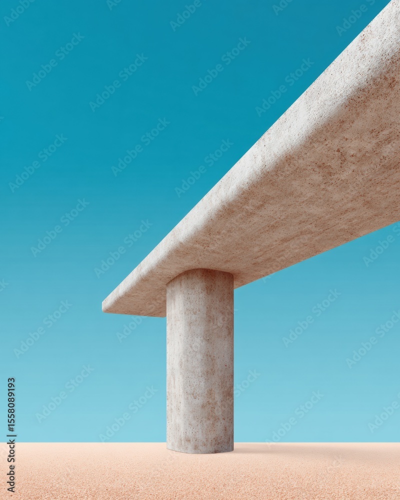 Poster modern concrete bridge inspection with defined supports and beams against clear sky for urban infras