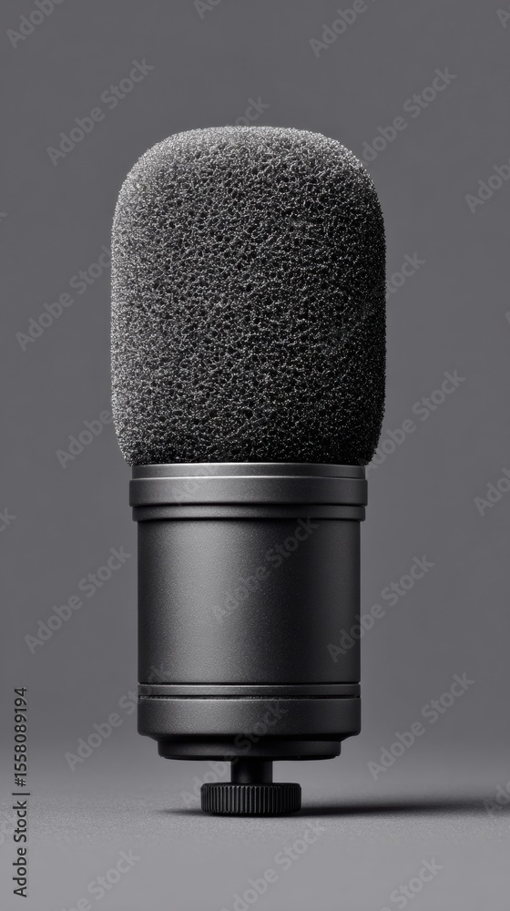 Aufkleber professional boom microphone with foam windscreen against solid background, modern audio recording g
