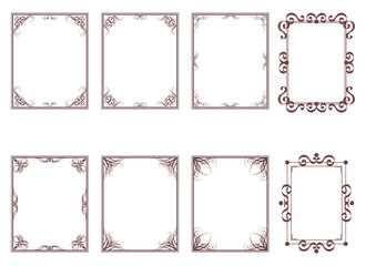 Vintage ornament frame. Decorative border frames, retro style divider. Elegant vintage frame and wedding ornaments Isolated icons vector set. Calligraphic filigree black ink borders collection