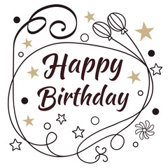 Happy Birthday Logo Design with Colorful Typography and Decorative Elements

