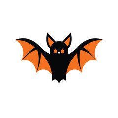 Minimalist Halloween bat design in flat color style perfect for eerie fall themes Vector illustration