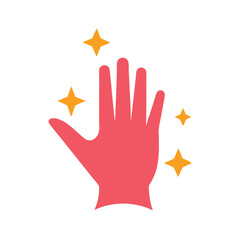 Hand with stars in flat color minimalist style for magic and celestial design Vector illustration