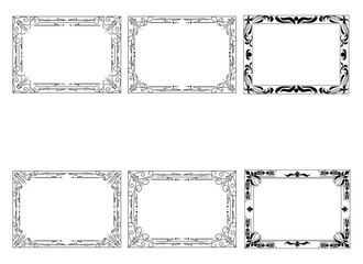 Vintage ornament frame. Decorative border frames, retro style divider. Elegant vintage frame and wedding ornaments Isolated icons vector set. Calligraphic filigree black ink borders collection