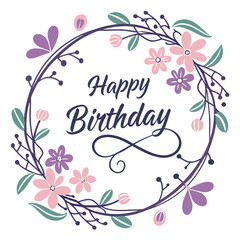 Happy Birthday Logo Design with Colorful Typography and Decorative Elements

