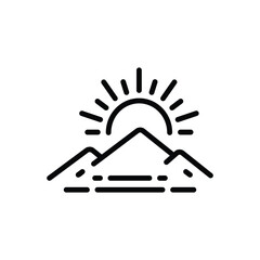 Black line icon for sunrise