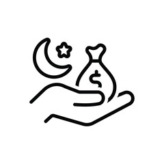 Fototapeta premium Black line icon for zakat