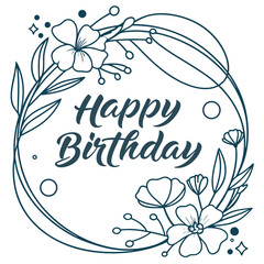 Happy Birthday Logo Design with Colorful Typography and Decorative Elements

