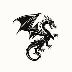 black dragon on white background