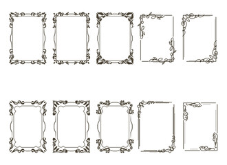 Vintage ornament frame. Decorative border frames, retro style divider. Elegant vintage frame and wedding ornaments Isolated icons vector set. Calligraphic filigree black ink borders collection