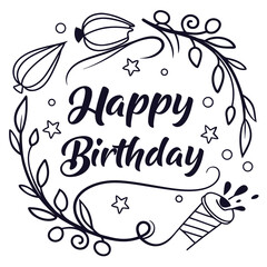 Obraz premium Happy Birthday Logo Design with Colorful Typography and Decorative Elements