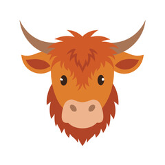 Minimalist Highland cow design in flat color for rural and western themes Vector illustration