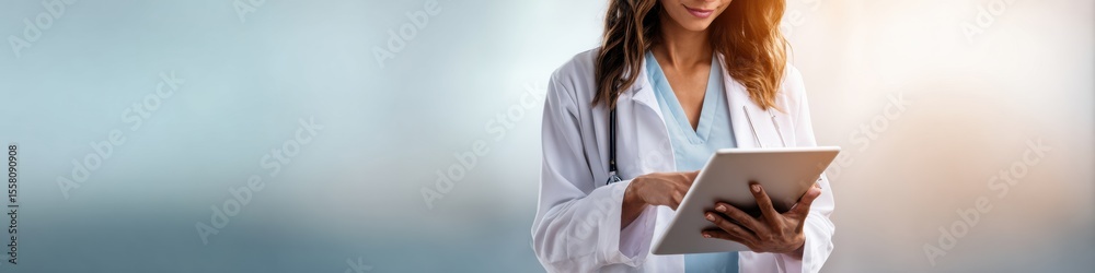 Aufkleber futuristic physician assessment using digital interface to enhance patient care quality and healthca
