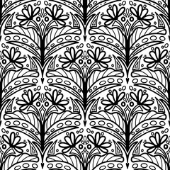 250688 line floral scribble repeat pattern, motifs floral hand drawn, scribble style, scallop pattern, design for seamless floral pattern, printing, wrapping, background and craft