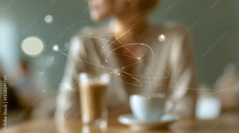 Poster Futuristic Quantum Analytics Visualization with Translucent AI Algorithms and Mathematical Equations for Tech Innovation and Digital Transformation