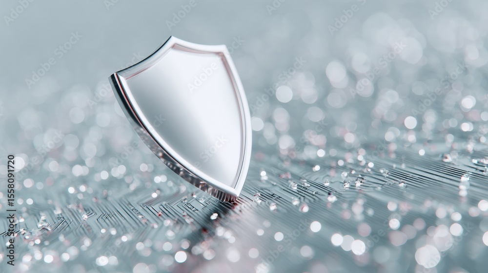 Aufkleber Futuristic Quantum Algorithm Cybersecurity Shield on Circuit Board Highlighting Advanced Data Protection and Digital Network Security for Tech Innovation