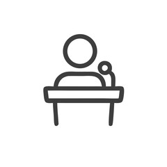 Public speaking icon person confidently speaks at podium with microphone. Suitable for presentations, communication, public speaking events, confidencebuilding materials.