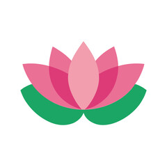 Lotus flower in flat color minimalist style for peace yoga and spiritual themes Vector illustration