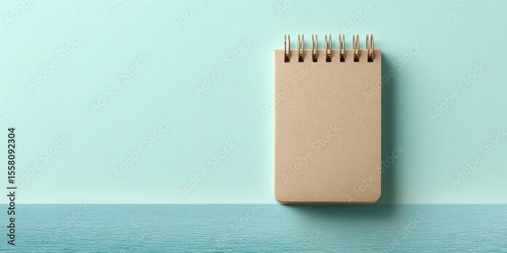 Poster eco-friendly spiral notebook made from recycled cardboard on minimalist background for sustainable p