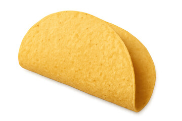 Empty crunchy taco shell, perfect for showcasing mexican food designs, featuring a transparent background for versatile use