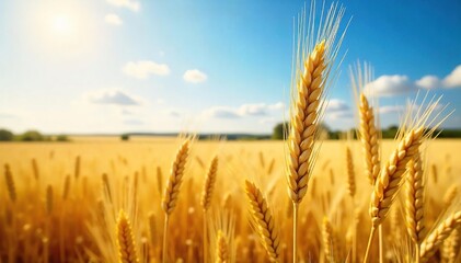 Sun-Drenched Wheat Fields Swaying Gently in the Summer Breeze, Ripe for Harvest ? A Picturesque Rural Landscape