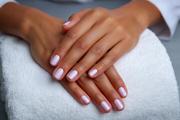  Woman's Hands With Manicure On Towel