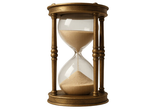 Transparent hourglass revealing cascading sand, symbolizing time's continuous flow and ephemeral nature of moments