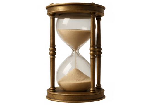 Transparent hourglass revealing cascading sand, symbolizing time's continuous flow and ephemeral nature of moments