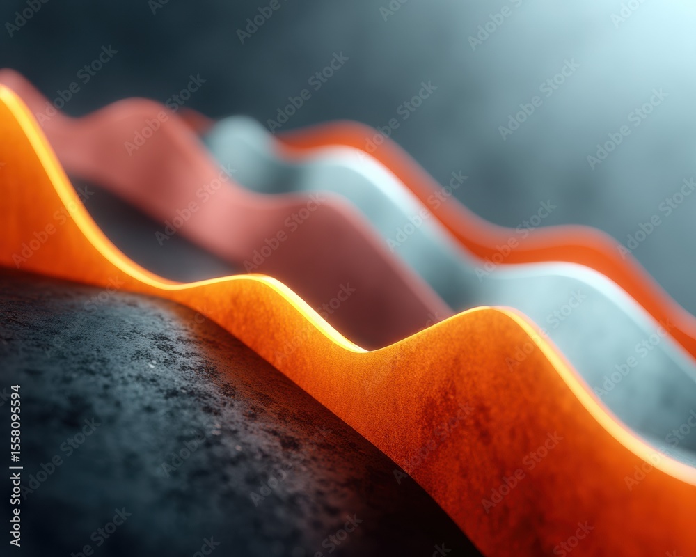 Poster Futuristic Data Visualization with Glowing Digital Graphs and Algorithmic Patterns for Business Forecasting and Intelligent Predictive Modeling